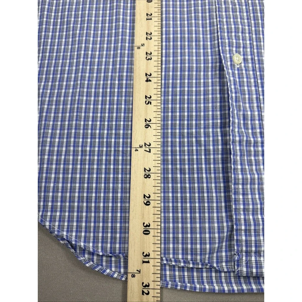 Vintage Ralph Lauren Shirt Men's 16.5 34/35 Blue Plaid Long Sleeve Cotton